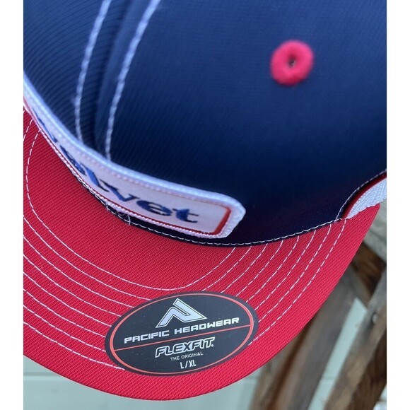 Pacific Headwear FlexFit L/XL Velvet Patch Trucker Hat Red White Blue - Picture 5 of 8